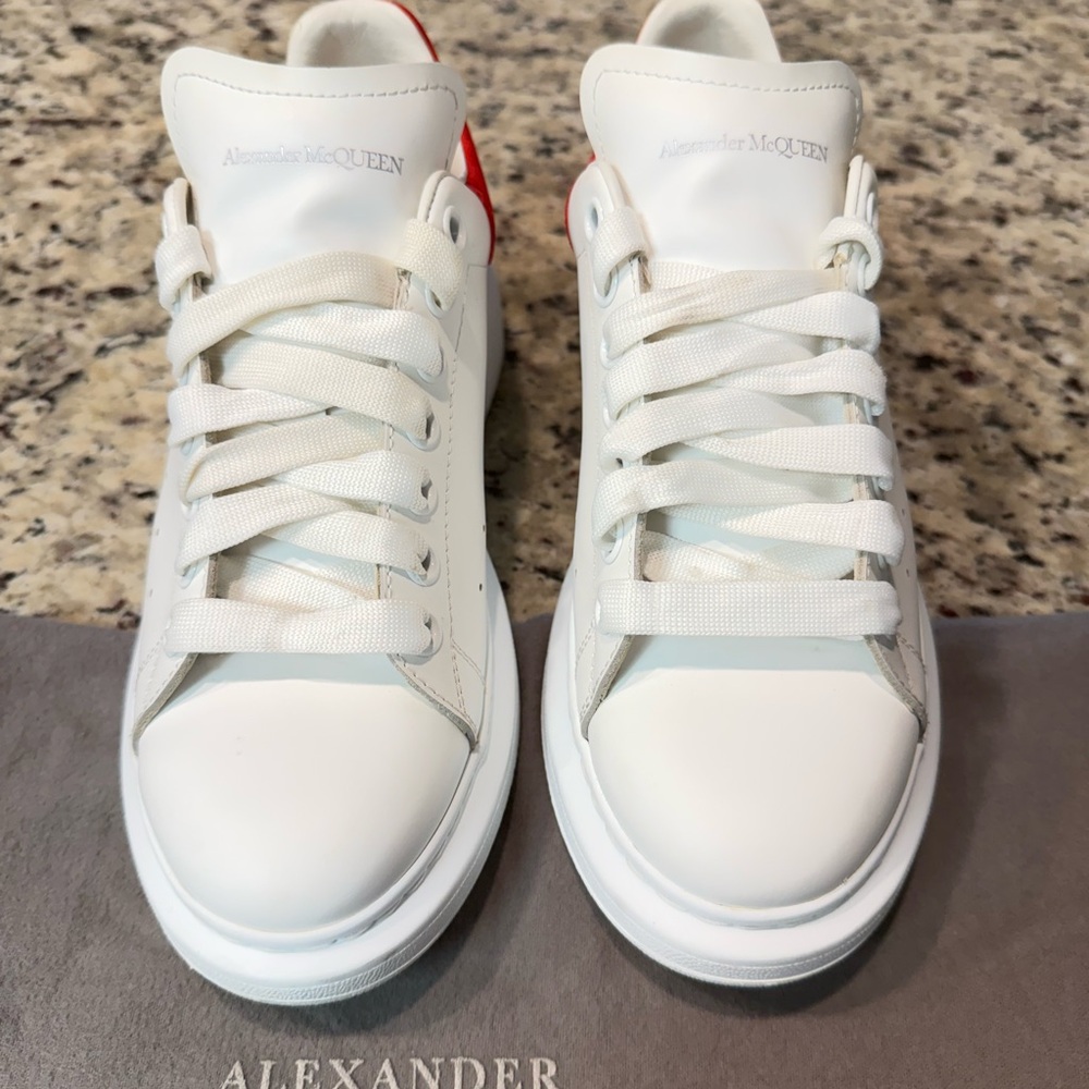 Authentic Alexander McQueen White and Red Sneakers